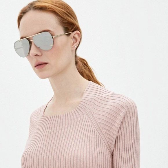 Versace VE2231 12526G Sunglasses Aviator Pale Gold Rimless Mirrored Women - Picture 5 of 10